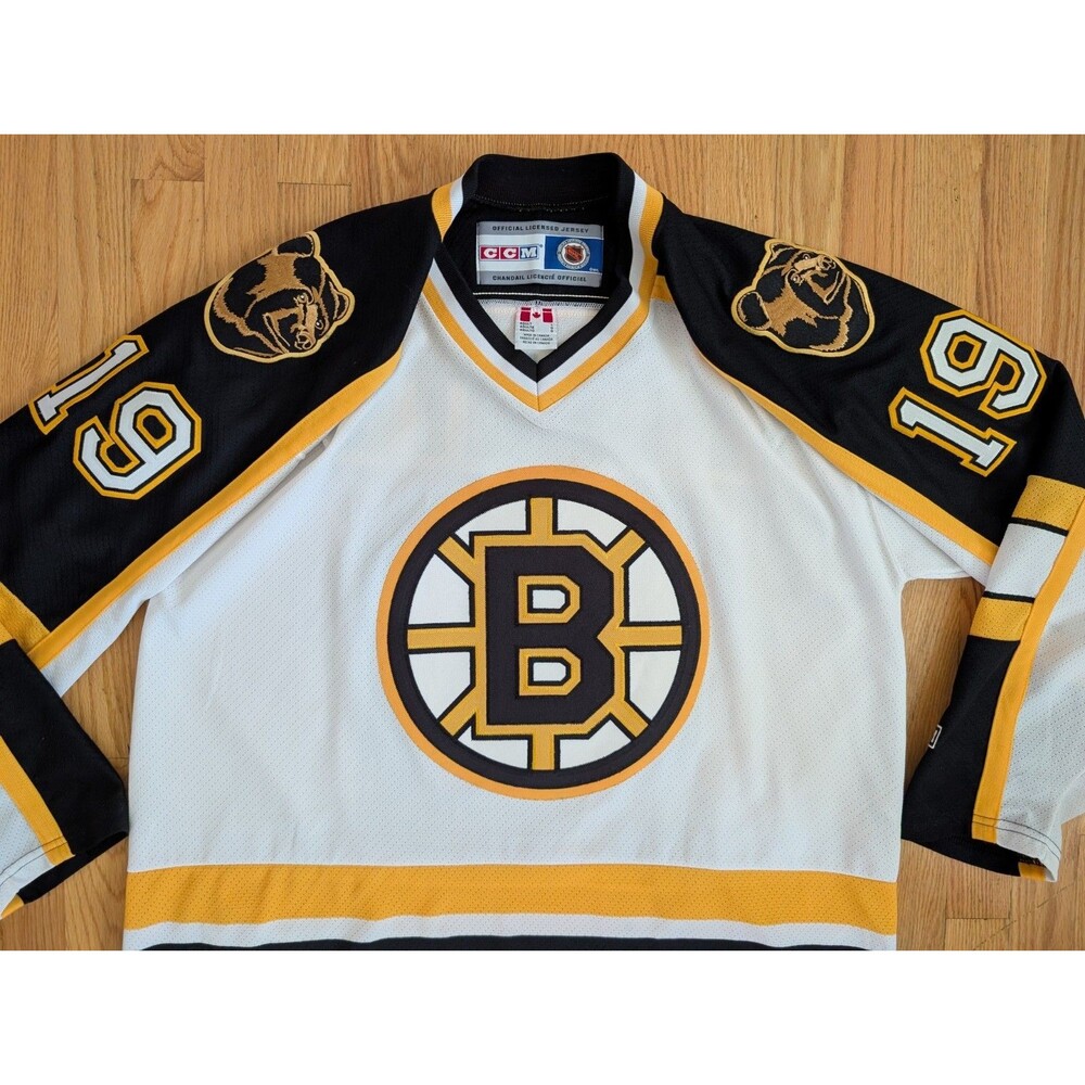 Vintage CCM Joe Thornton #19 Boston Bruins Men’s Large White Jersey Pooh Bear